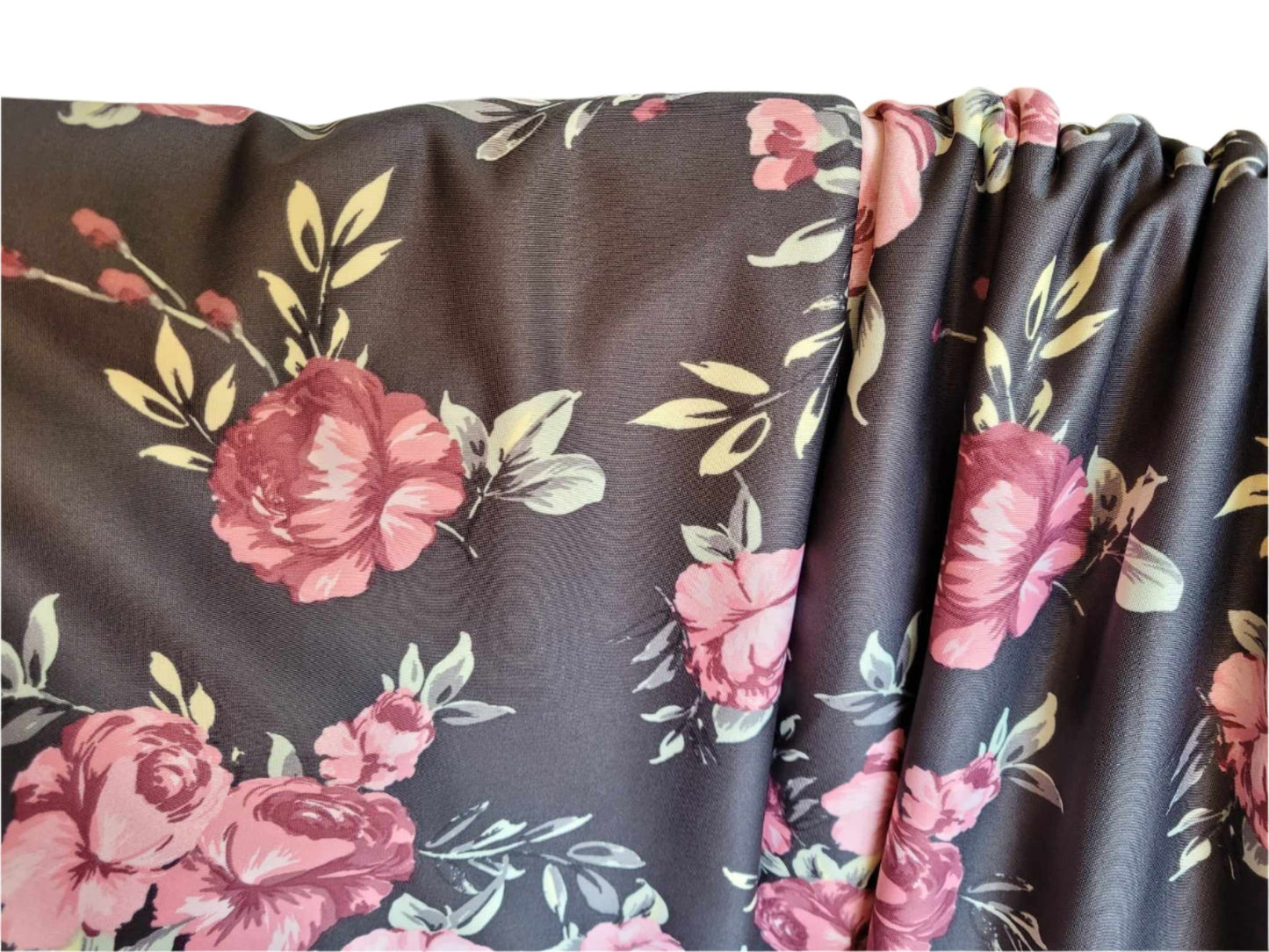 Dusty Black/Mauve Floral Scuba Knit Fabric