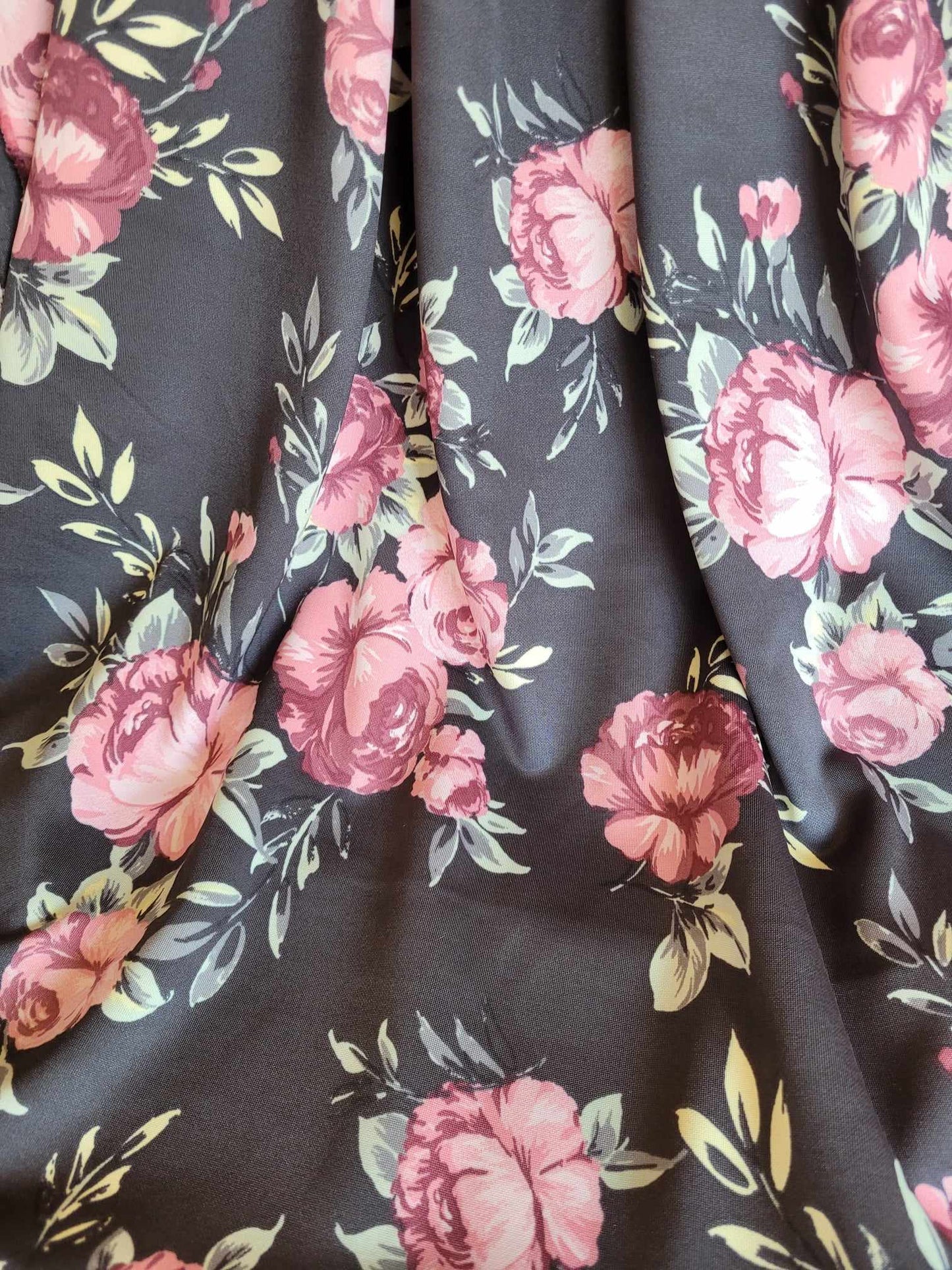 Dusty Black/Mauve Floral Scuba Knit Fabric