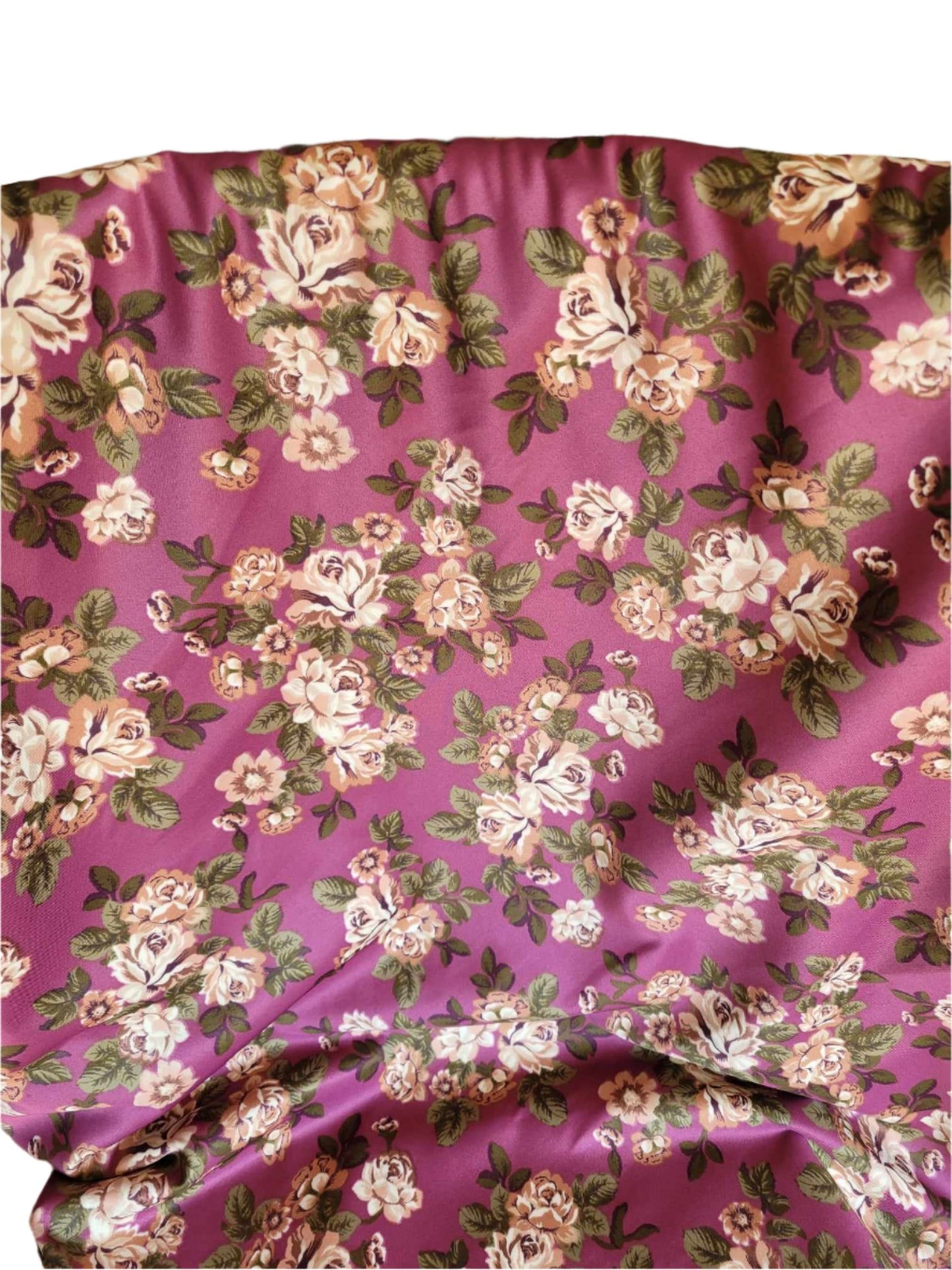 Pale Plum/Beige Floral Cluster Scuba Knit Fabric