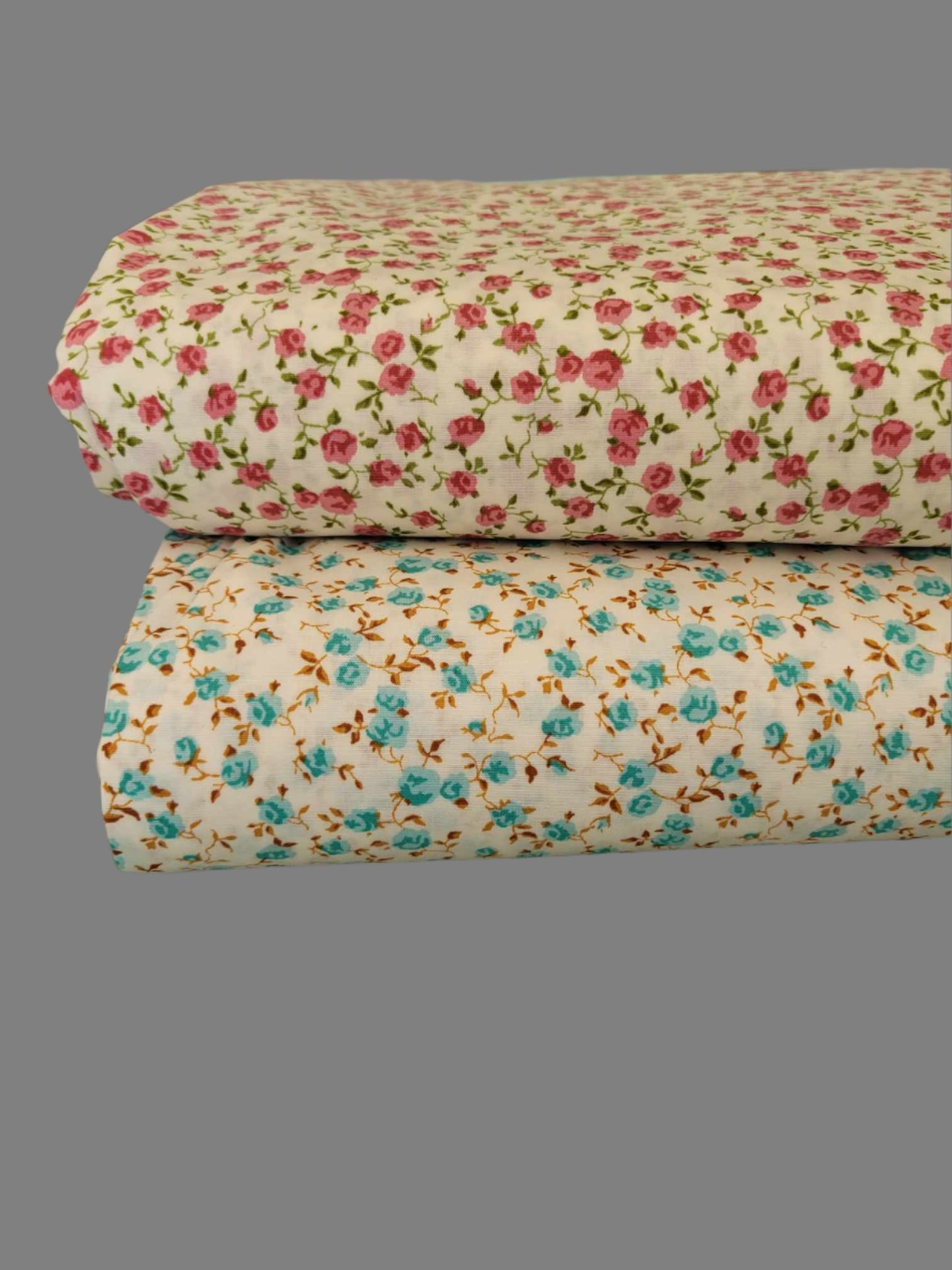 Stretch Cotton Poplin- Minty Roses