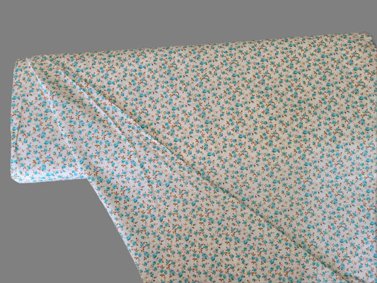 Stretch Cotton Poplin- Minty Roses