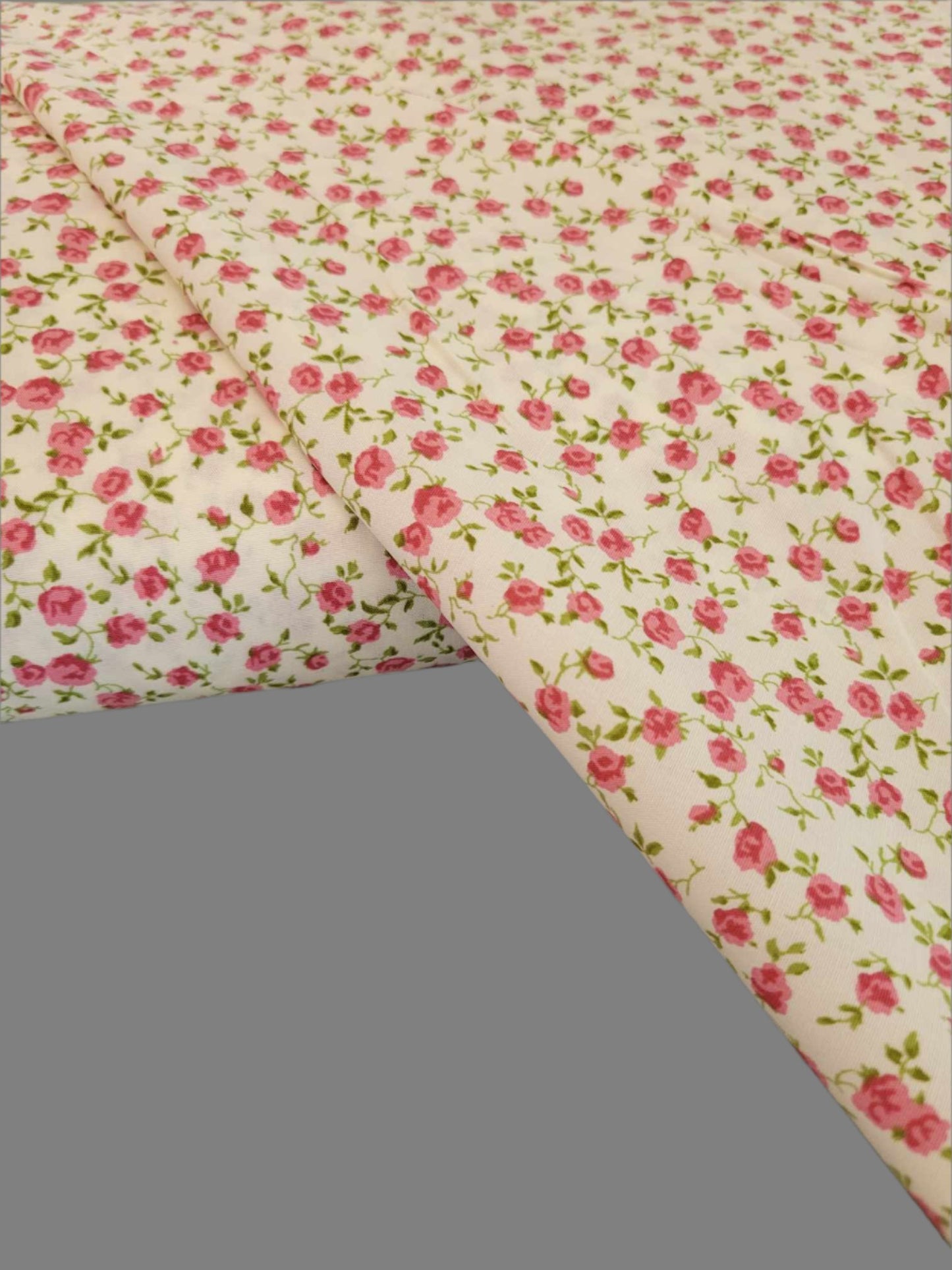 Stretch Cotton Poplin-Roses Ivory